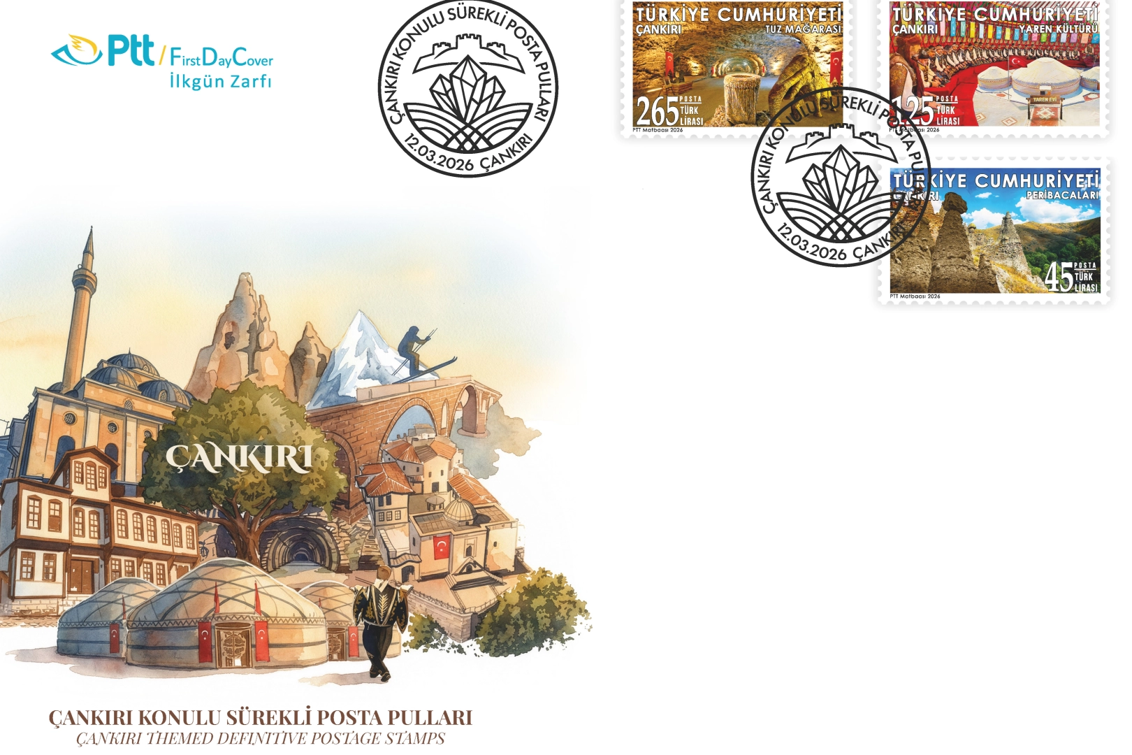 PTT'den '&Ccedil;ankırı' konulu s&uuml;rekli pullar satışta