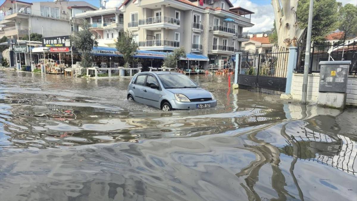 Manisa'da taşkın sonucu &ccedil;iftliklerde mahsur kalan hayvanlar kurtarıldı