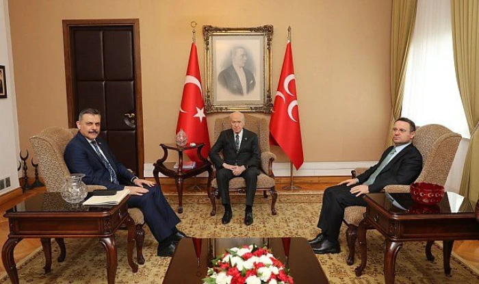 Bakanlar G&uuml;rlek ve &Ccedil;ift&ccedil;i, MHP Genel Başkanı Bah&ccedil;eli'yi TBMM'de ziyaret etti