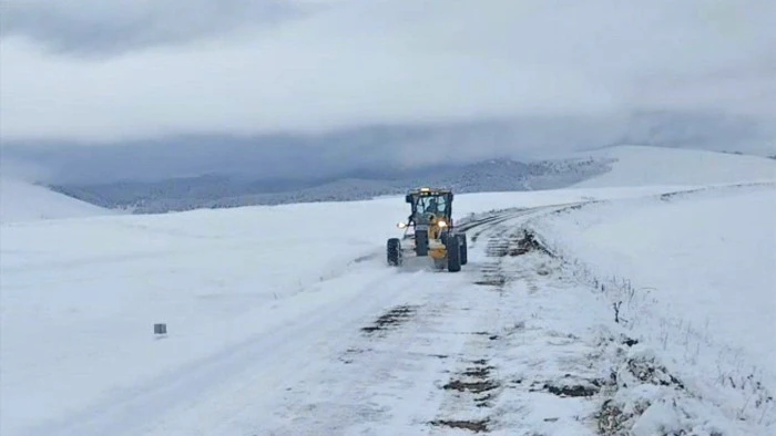 Kars'ta kar nedeniyle k&ouml;y yolunda mahsur kalan 20 ara&ccedil; kurtarıldı